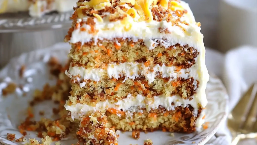 two slices of carrot cake on plates with forks