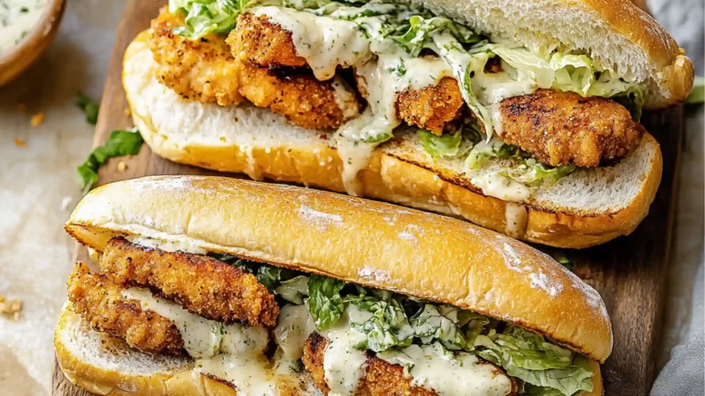 grilled chicken caesar sandwiches with lettuce and mayonnaise