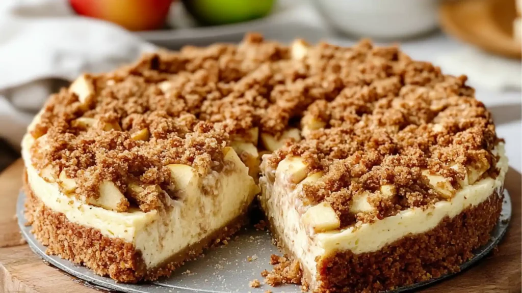 the ultimate apple crumble cheesecake with step by step instructions