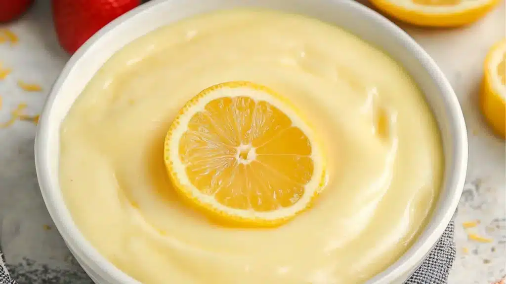 lemon vanilla custard in a bowl