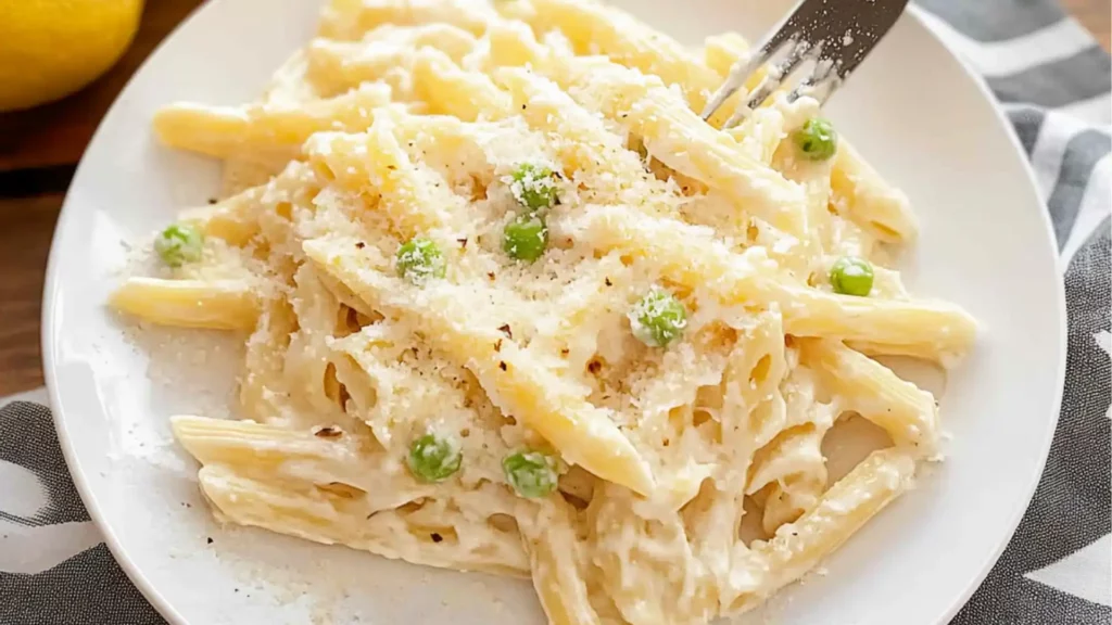 lemon ricotta pasta with basil and parmesan cheese