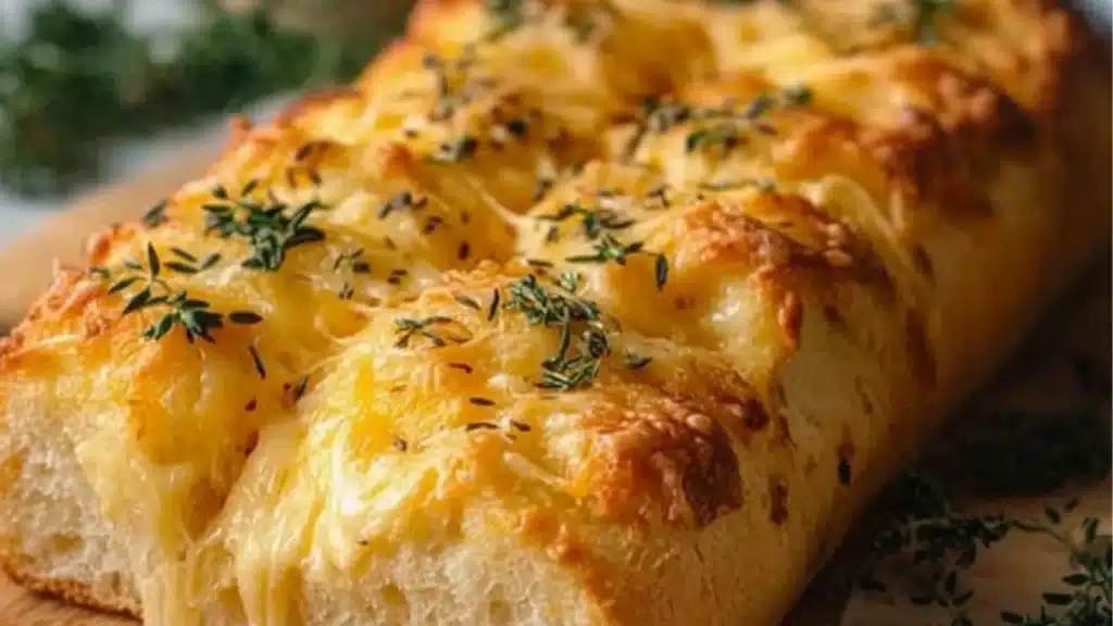 delicious and easy recipe for italian herb and cheese bread with fresh herbs on the top