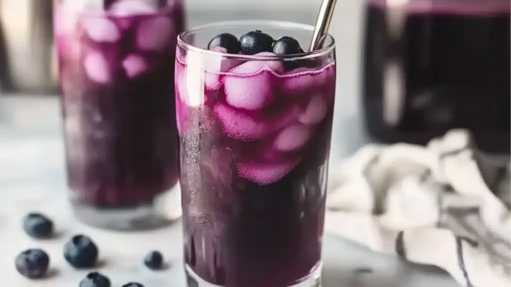 glasse filled with blueberry soda