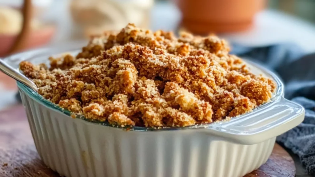 bowls filled with crumbles and the words, simple ingredients great for desserts & parfaitsC
