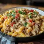 Loaded Cheeseburger Alfredo Pasta