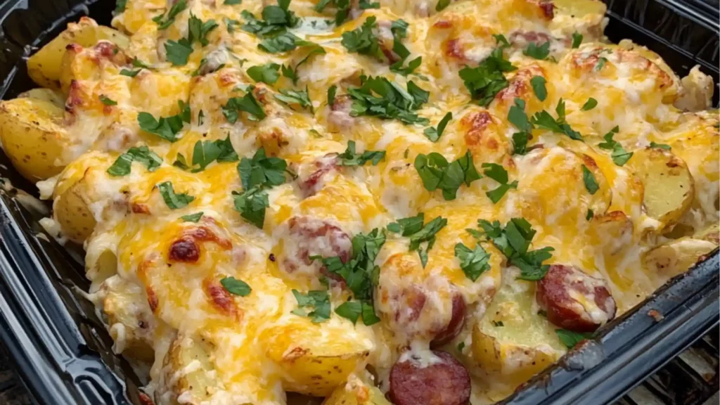 Cheesy Ranch Potatoes and Smoked Sausage