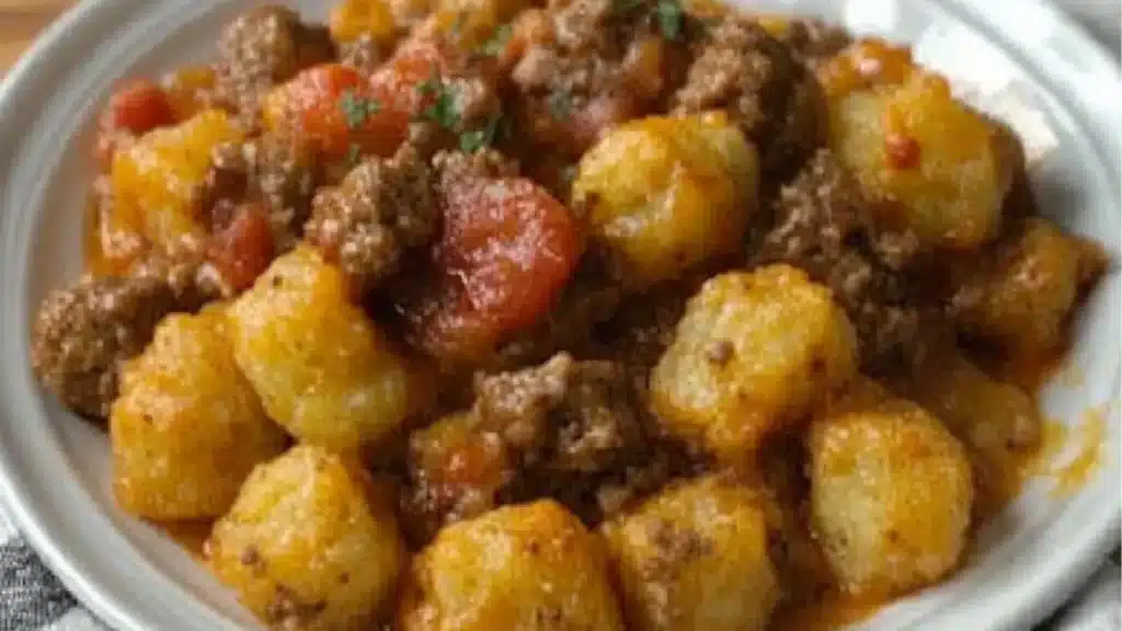 an easy cheesy meatball tater tot casserole recipe