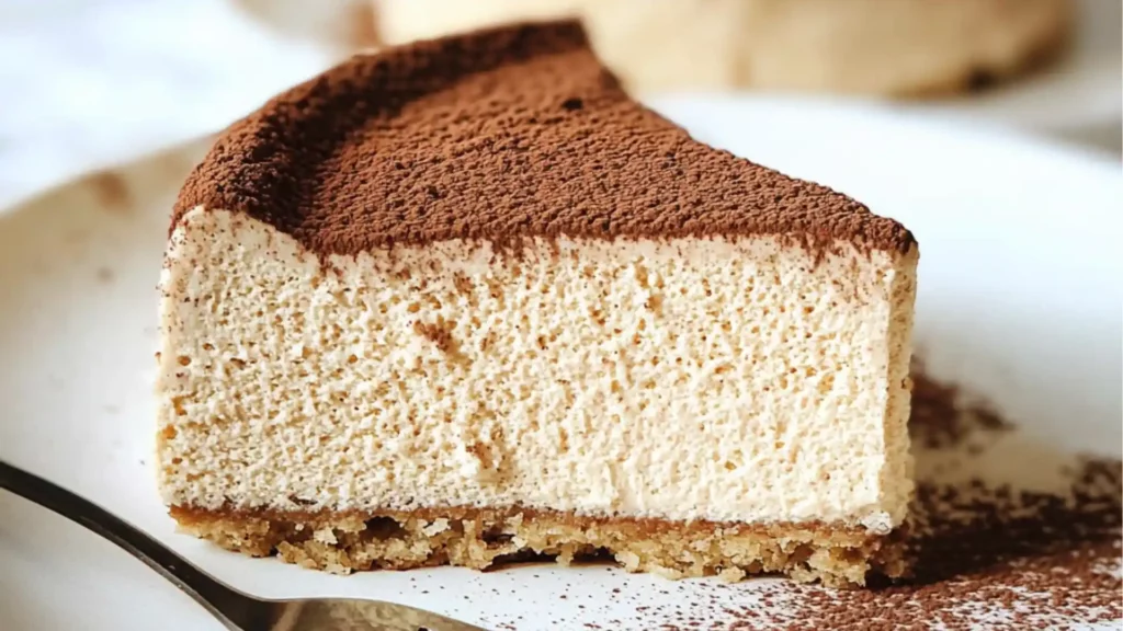 slices of cake on white plates with text overlay that reads, brani cotton cheesecake gluten - free