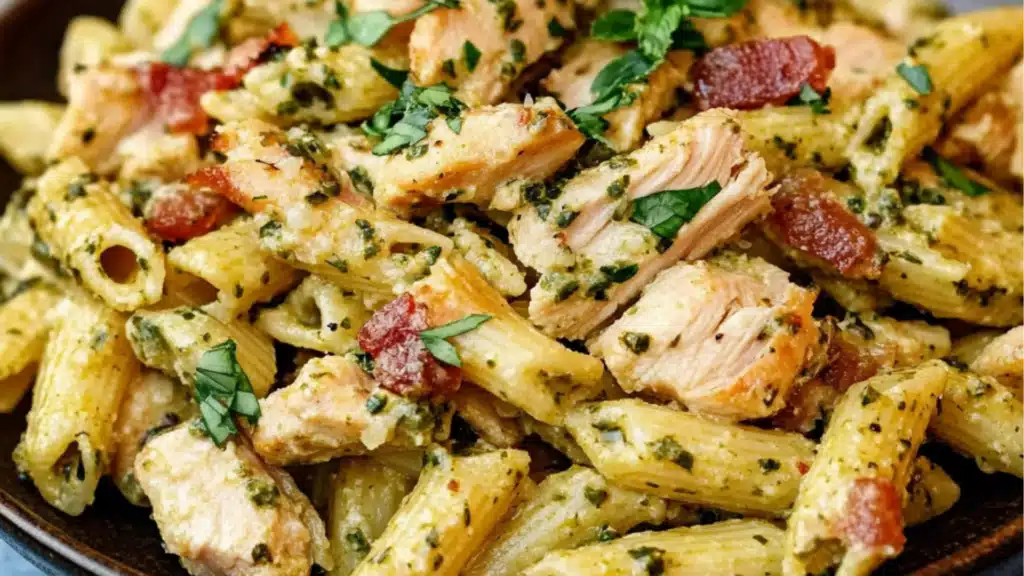 a plate full of pasta with the words 20 minute rotissee chicken pasta on it