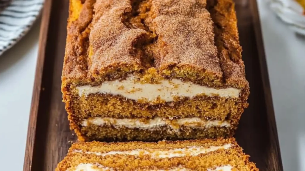 Bake this irresistible cream cheese swirled cinnamon pumpkin butter bread. A cozy, moist, flavorful fall recipe everyone will love.
