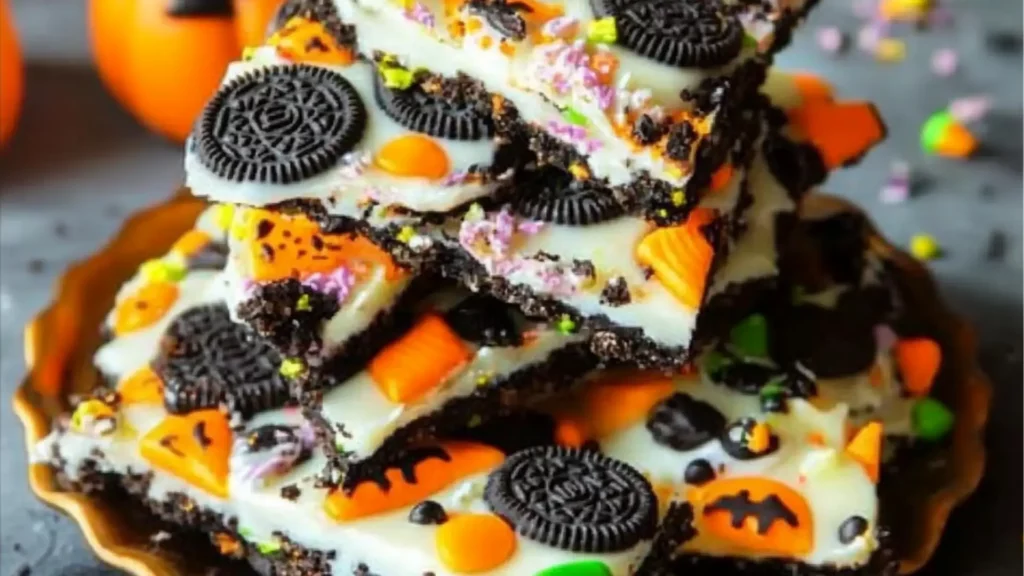 halloween oreo bark is an easy treat for kids to make