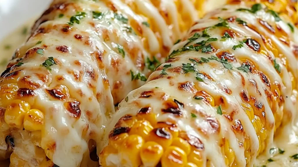 grilled garlic butter corn with melty cheese on the cob is an easy and delicious side dish