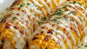 grilled garlic butter corn with melty cheese on the cob is an easy and delicious side dish