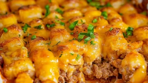 this cowboy casserole recipe is loaded with cheesy tater tots