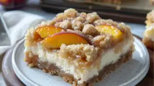 three pieces of dessert are stacked on top of each other