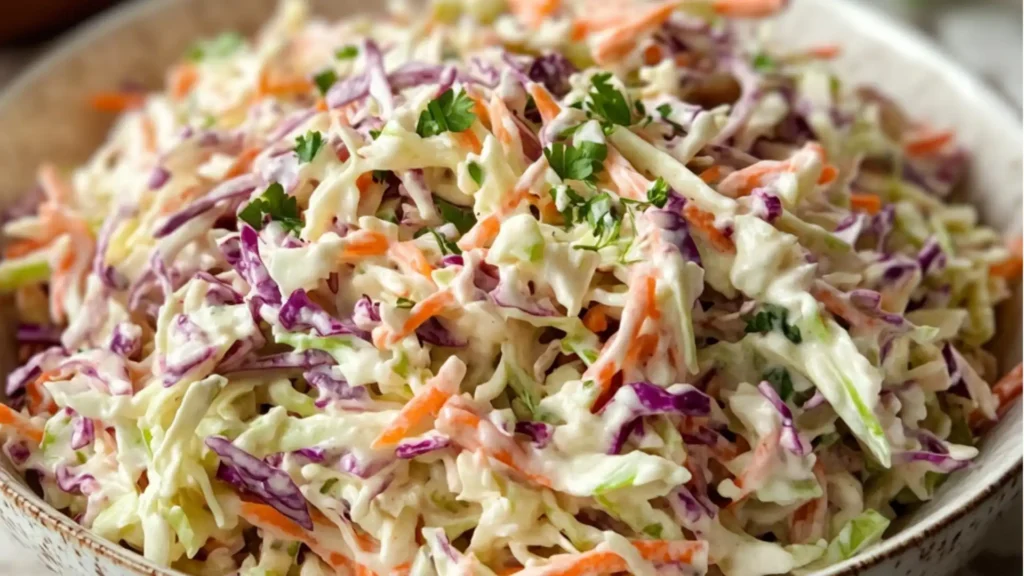 Creamy Southern Coleslaw Recipe also known as Cole Slaw with shredded cabbagev